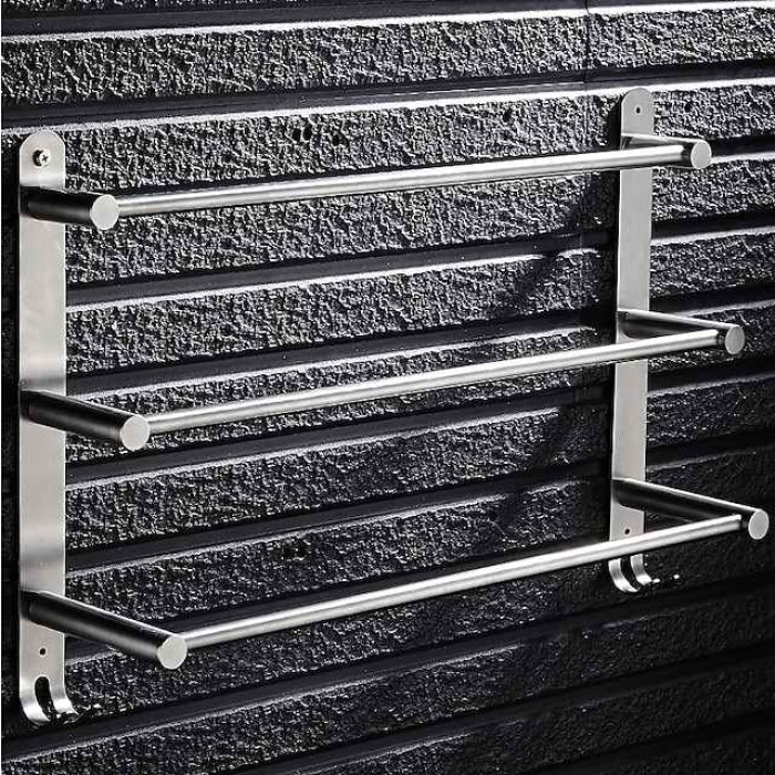 Towel Holder with Hooks for Bathroom,3-Tiers Wall Mounted Stainless Steel Brushed Towel Rack Rustproof Towel Bar 40/50/60CM(Silvery)