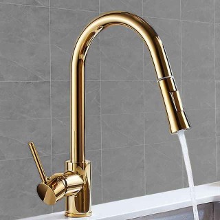 Kitchen Faucet - Single Handle One Hole Electroplated Pull-Out / ­Pull-Down / Tall / ­High Arc Free Standing Ordinary Kitchen Taps