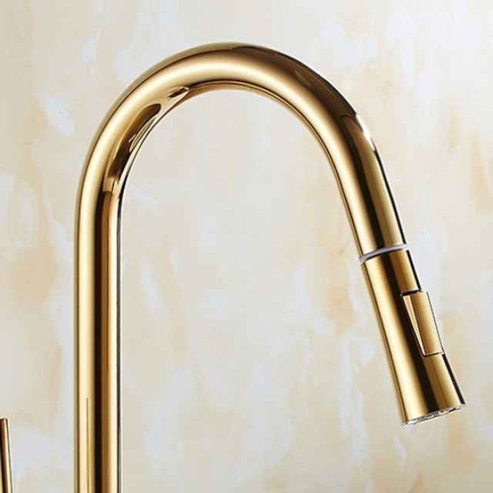 Kitchen Faucet - Single Handle One Hole Electroplated Pull-Out / ­Pull-Down / Tall / ­High Arc Free Standing Ordinary Kitchen Taps