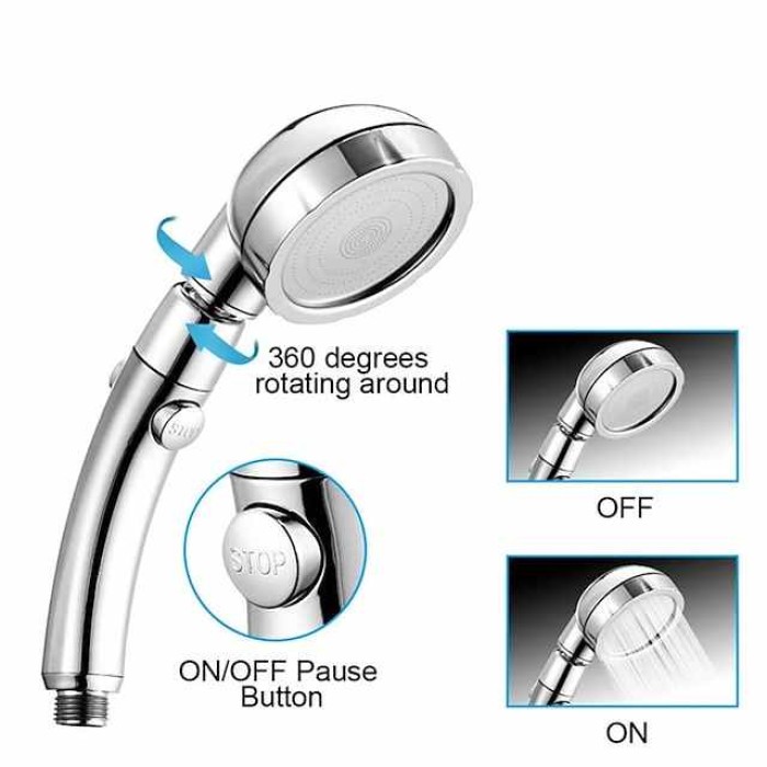 High Quality 1PC High Pressure 3 Modes Shower Head with Stop Button Adjustable Water Saving Showerhead For Home Hotel Bathroom