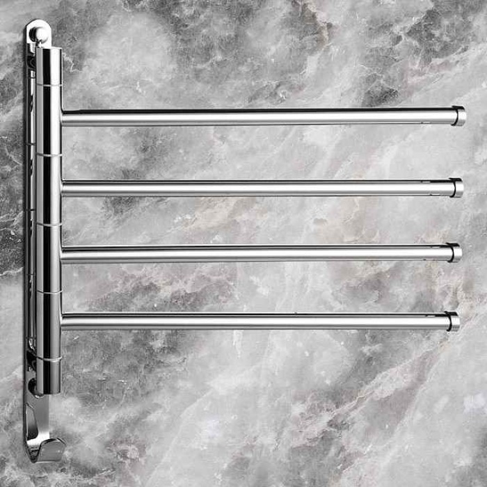 Towel Racks Wall Mounted Bath Towel Bar,Brass Rotating Space-Saving Bathroom Towel Rack with Hooks and 4Rods Suitable for Bathroom