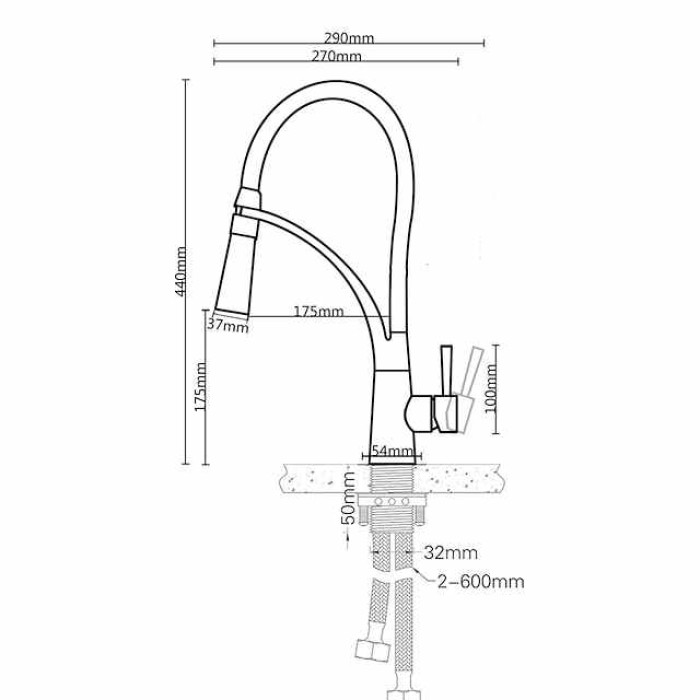 Kitchen faucet - Single Handle One Hole Electroplated Pull-out / ­Pull-down Vessel