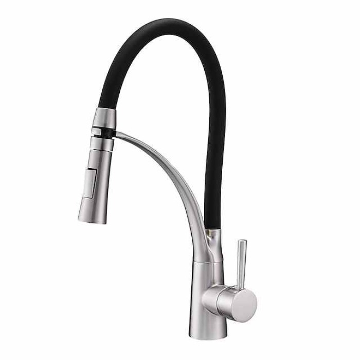 Brass Kitchen Faucet,Single Handle One Hole Oil-rubbed Bronze Pull-out Portable Spray Kitchen Sink Faucet with Hot and Cold Water