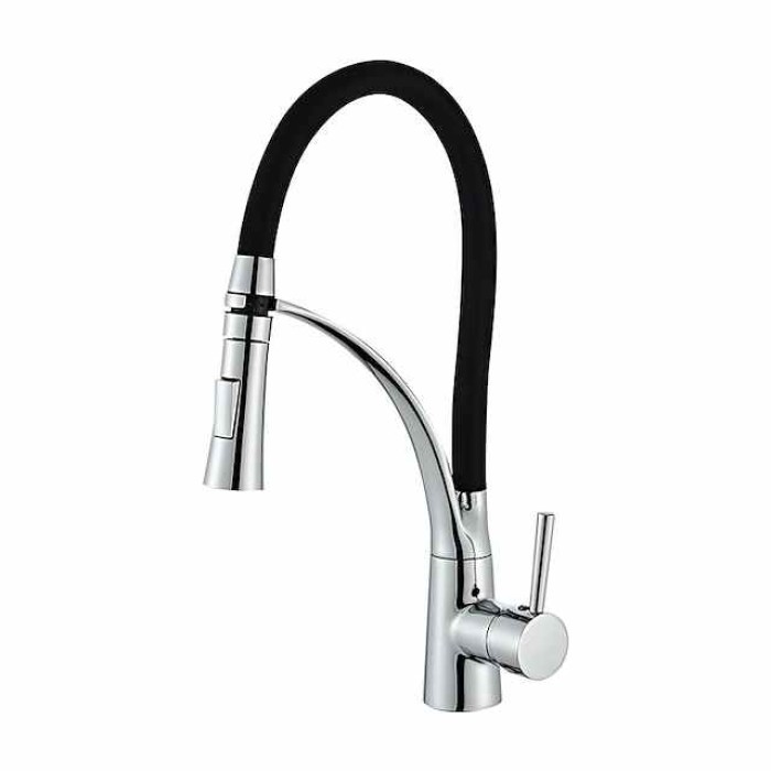 Brass Kitchen Faucet,Single Handle One Hole Oil-rubbed Bronze Pull-out Portable Spray Kitchen Sink Faucet with Hot and Cold Water