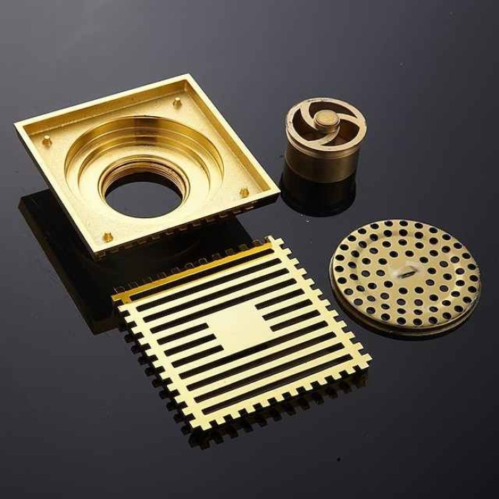 Floor Drain Solid Brass Block Hair Floor Register 1pc - Bathroom 10cm*10cm