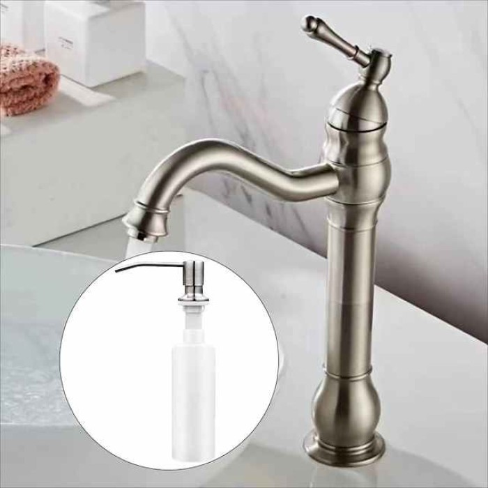 Bathroom Sink Mixer Faucet Antique Brass ORB, 360 Rotatable Basin Tap Single Handle Deck Mounted, Traditional Washroom Vessel Bath Taps