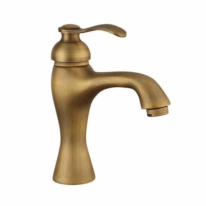 Bathroom Sink Faucet - Classic Antique Brass Centerset Single Handle One HoleBath Taps