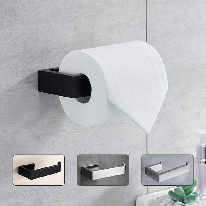 Toilet Paper Holder,Wall Mounted 304 Stainless Steel 14.5cm Tissue Roll Hanger Dispenser for Bathroom & Kitchen (Black/Brushed Nickel/Chrome)