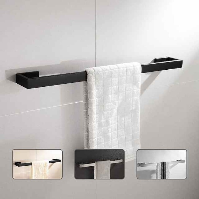 Towel Holder Wall Mounted 304 Stainless Steel Towel Rack Bathroom Shelf Modern Style Towel Bar 50cm/60cm(Black/Brushed Nickel/Chrome)