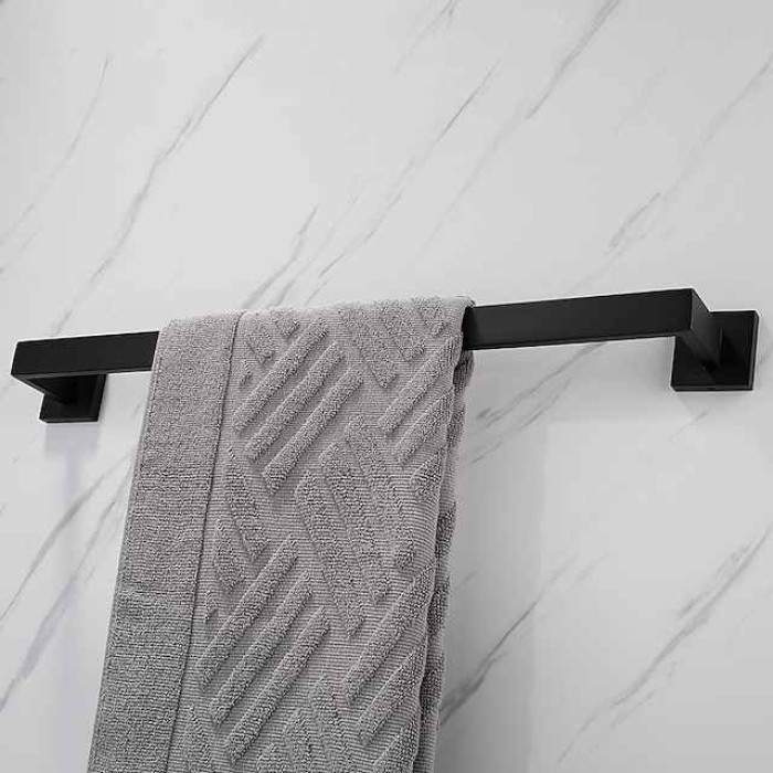 Bath Towel Bar,SUS304 Stainless Steel Towel Rack for Bathroom,Bathroom Accessories Towel Rod Heavy Duty Wall Mounted Towel Holder (Matte Black)