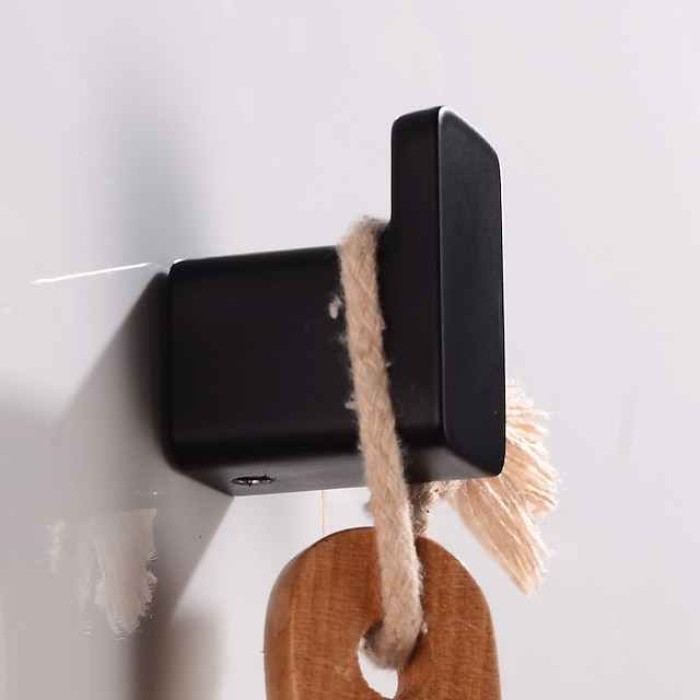 3PCS Robe Hook Wall Mounted Bathroom Towel Hook Black Stainless Steel Vintage Coat Hooks Hanger Single Decorative Bag Key Hat Clothes Rack