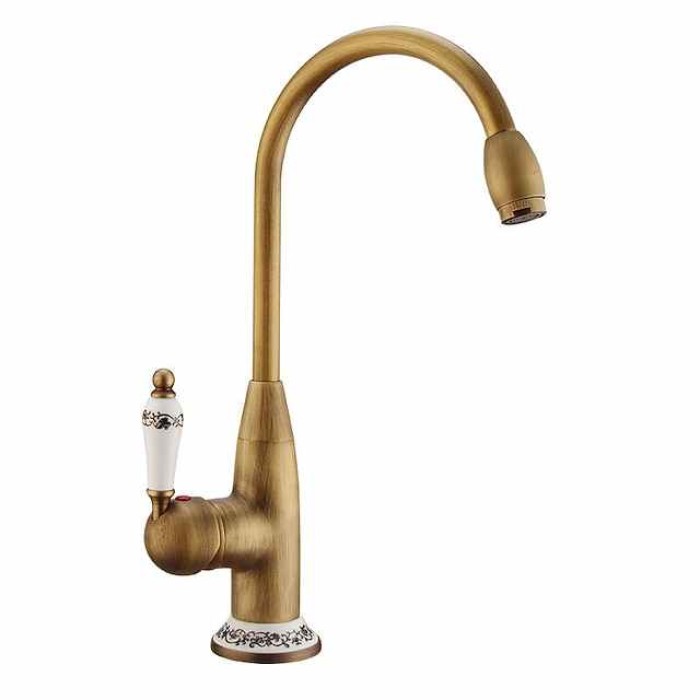 Bathroom Sink Faucet - FaucetSet / Widespread Antique Brass Centerset Single Handle One HoleBath Taps