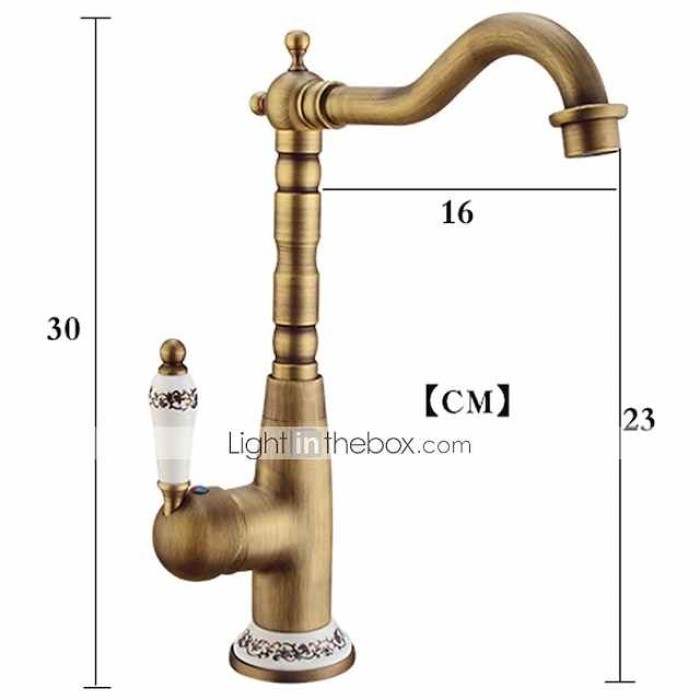 Antique Copper Kitchen Faucet,Golden/Black Single Handle One Hole Electroplated Standard Spout Centerset Antique Design Kitchen Taps with Hot and Cold Water Switch