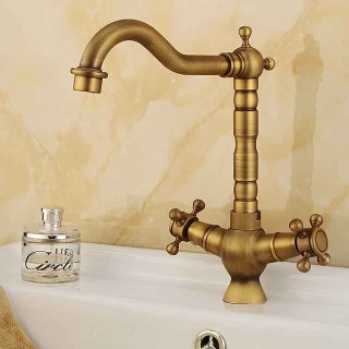 Kitchen faucet - Two Handles One Hole Antique Copper Standard Spout Centerset Contemporary / Antique Kitchen Taps