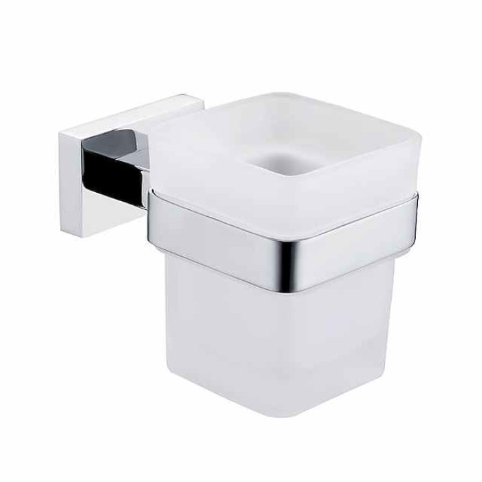 Toothbrush Holder & Tooth Glass Sets Wall Mounted Stainless Steel for Bathroom