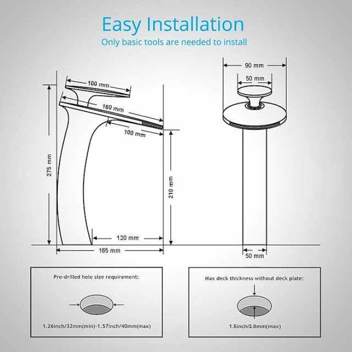 Waterfall Bathroom Sink Faucet with Supply Hose,Single Handle Single Hole Vessel Lavatory Faucet,Slanted Body Basin Mixer Tap Tall Body Commercial