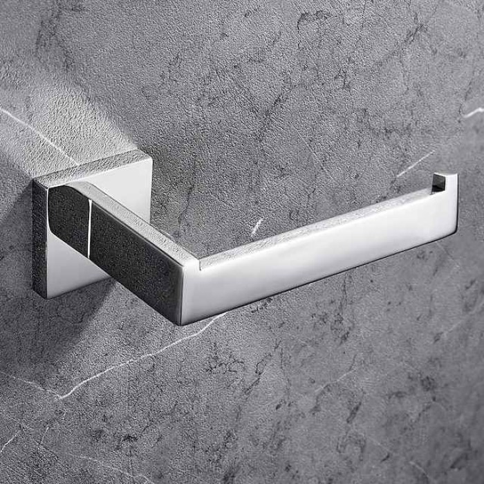 Bathroom Hardware Set 4 Pieces, SUS304 Stainless Steel Wall Mounted Bathroom Accessories, Include Robe Hook, Toilet Paper Holder, Towel Holder, Towel Bar