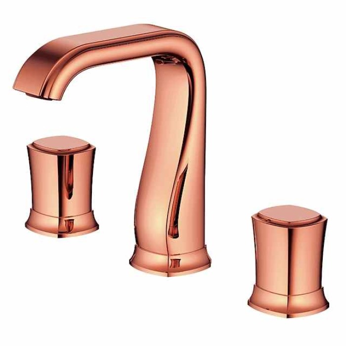 Bathroom Sink Faucet - Widespread Chrome / Oil-rubbed Bronze / Gold Widespread Two Handles Three HolesBath Taps / Vintage / Rose Gold / Black / Painted Finishes / Multi-Ply