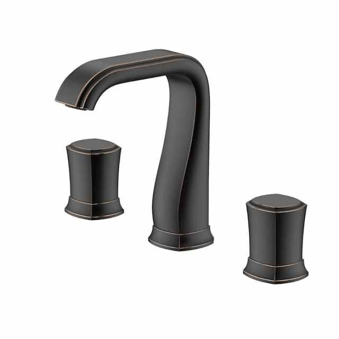 Bathroom Sink Faucet - Widespread Chrome / Oil-rubbed Bronze / Gold Widespread Two Handles Three HolesBath Taps / Vintage / Rose Gold / Black / Painted Finishes / Multi-Ply