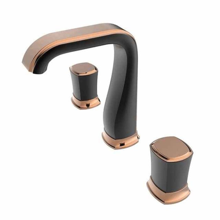 Bathroom Sink Faucet - Widespread Chrome / Oil-rubbed Bronze / Gold Widespread Two Handles Three HolesBath Taps / Vintage / Rose Gold / Black / Painted Finishes / Multi-Ply