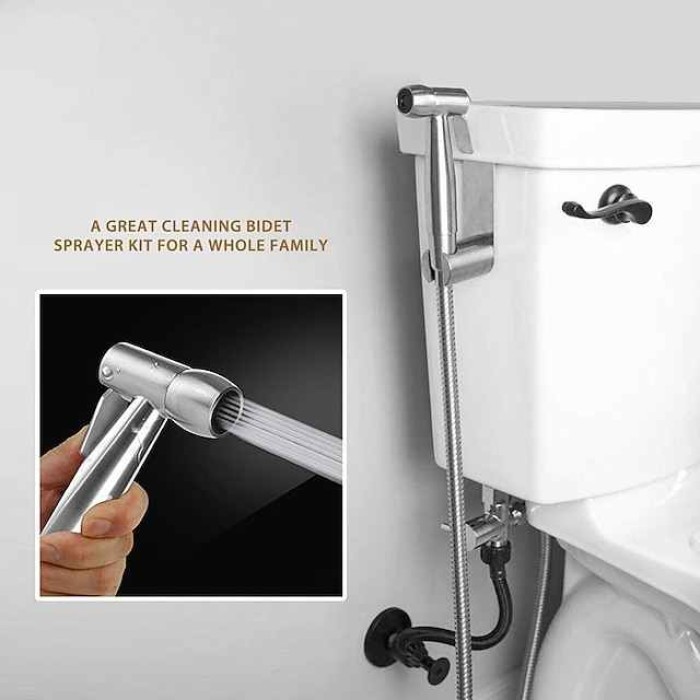 Stainless Steel Handheld Bidet Hot and Cold Mixing Valve Toilet Bow Cleaning Set Bidet Sprayer Faucet Balcony Cleaning Accessories washlet