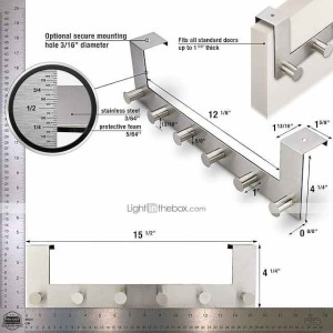 Brushed Stainless Steel Material over Door Organizing Rack with 6 Hooks for Hanging Tools Suction Cup Coat Hanger Bathroom Accessories Silvery 1pc