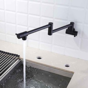 Kitchen Faucet,Wall Mounted Pot Filler Black Single Handle One Hole Multi-Ply Pot Filler Foldable Contemporary Kitchen Taps