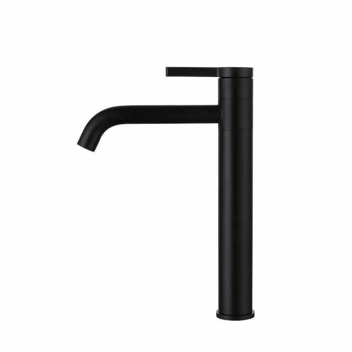 Bathroom Sink Mixer Faucet Tall, 360 Swivel Single Rotatable Handle Mono Basin Taps Deck Mounted, Washroom Monobloc Vessel Tap with Cold Hot Hose Chrome Golden Black