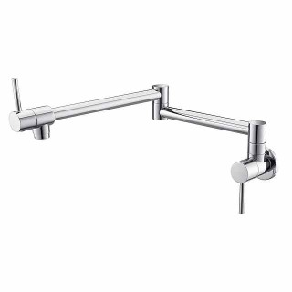 Kitchen Faucet,Wall Mounted Pot Filler Two Handles One Hole Chrome/Oil-rubbed Bronze/Brushed Foldable Pot Filler Wall Mounted Contemporary Kitchen Taps with Cold Water Only