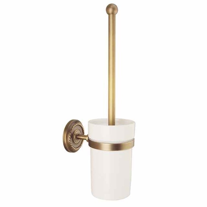 Toilet Brush with Holder,Antique Brass Wall Mounted Rubber Painted Toilet Bowl Brush and Holder for Bathroom