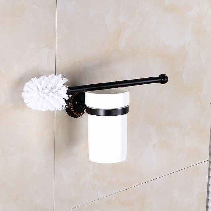 Toilet Brush with Holder,Antique Brass Wall Mounted Rubber Painted Toilet Bowl Brush and Holder for Bathroom