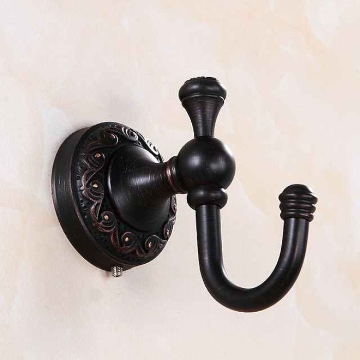 Robe Hook Carved Antique Brass for Bathroom Wall Mounted Electroplated Hook 1PC