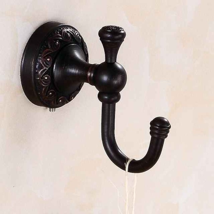 Robe Hook Carved Antique Brass for Bathroom Wall Mounted Electroplated Hook 1PC