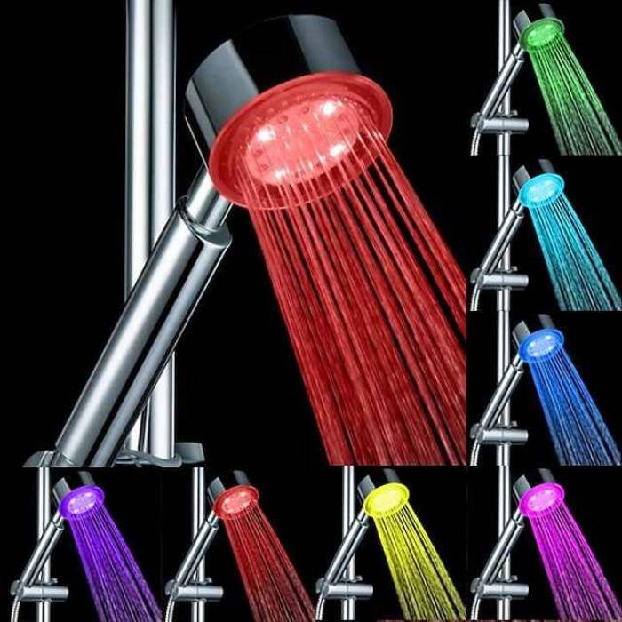 LED Shower Head Color Changing 2 Water Mode 7 Color Glow Light Automatically Changing Handheld Showerhead