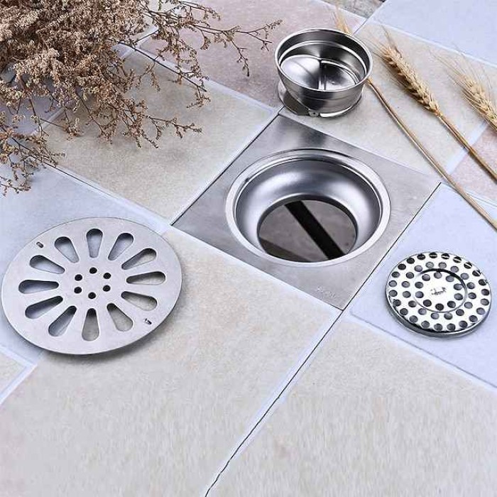 Multipurpose Drain Creative Modern Stainless Steel Removable Invisible Look Or Flat Cover Bathroom