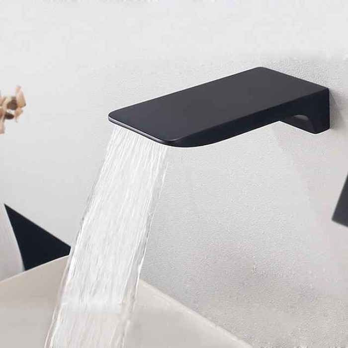 Bathroom Sink Faucet - Wall Mount / Waterfall Painted Finishes Wall Mounted Single Handle Two HolesBath Taps