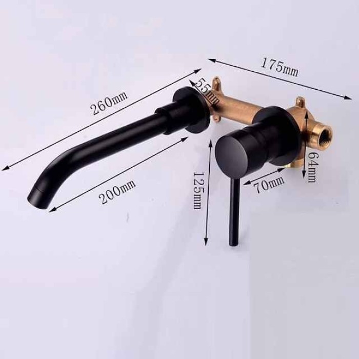 Wall Mounted Bathroom Faucet,Brass Electroplated Widespread Single Handle One Hole Rotatable Bathroom Sink Faucet with Hot and Cold Switch