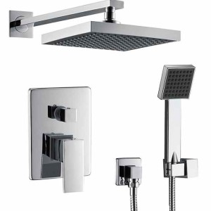 Concealed Shower Faucet Combo Set 8" Shower Head, Shower System Mixer Rough In Valve Rainfall High Pressure Head with Handheld, Wall Mounted Tub and Shower Trim Kit Bathroom Bath