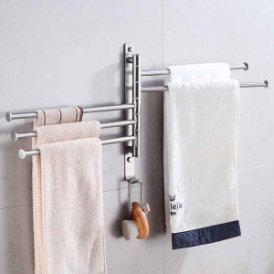 Bathroom Towel Rack Rotatable Activity Towel Bar Stainless Steel Brushed Bathroom Storage Towel Rack