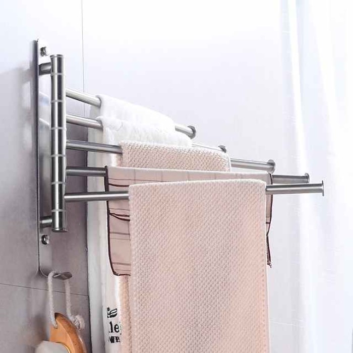 Bathroom Towel Rack Rotatable Activity Towel Bar Stainless Steel Brushed Bathroom Storage Towel Rack