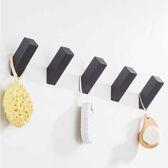 5pcs Towel Hooks Matte Black Robe Hook, Wall Mounted Modern Hooks SUS 304 Stainless Steel Heavy Duty Wall Hooks Waterproof for Bathroom Bedroom Entryway Coat Mudroom Garage