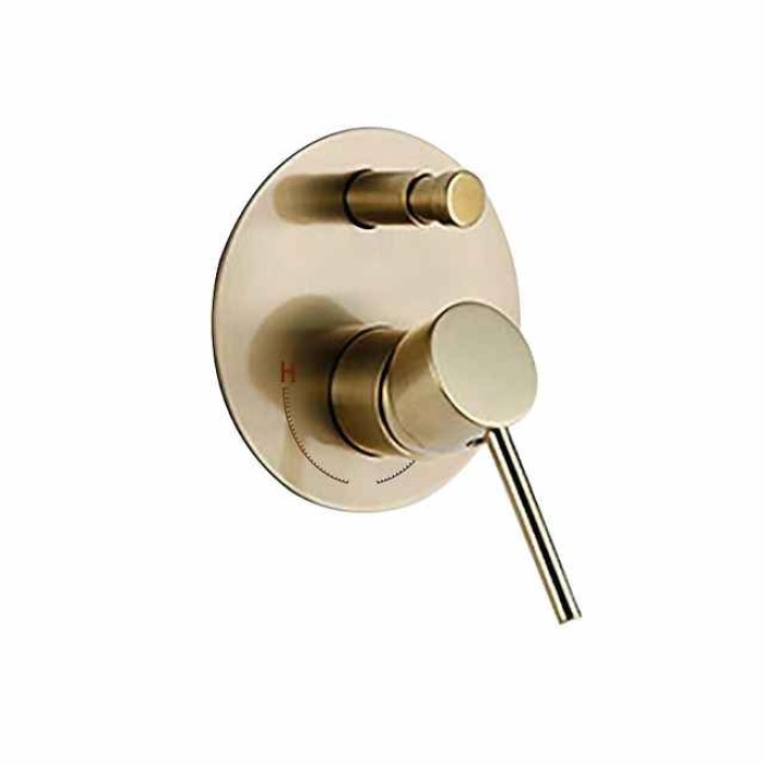 Round Golden Shower System Faucet Set Rainfall Shower Head 8 inch,  Rough In Valve and Trim Kit Combo Kit, High Pressure Heldhead Wall Mounted for Bath Bathroom