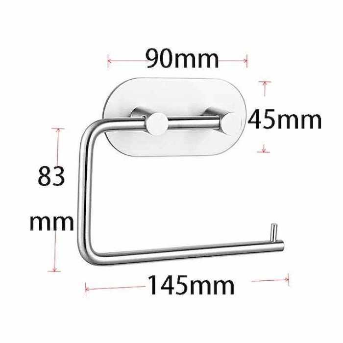 Self Adhesive Toilet Paper Holder and 4pcs Robe Hooks Stainless Steel Contemporary Bathroom Accessory Set Wall Mounted