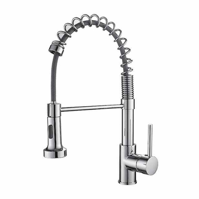 Single Handle Kitchen Faucet, Electroplated One Hole Pull Out Standard Spout/Centerset, Brasss Contemporary Kitchen Faucet