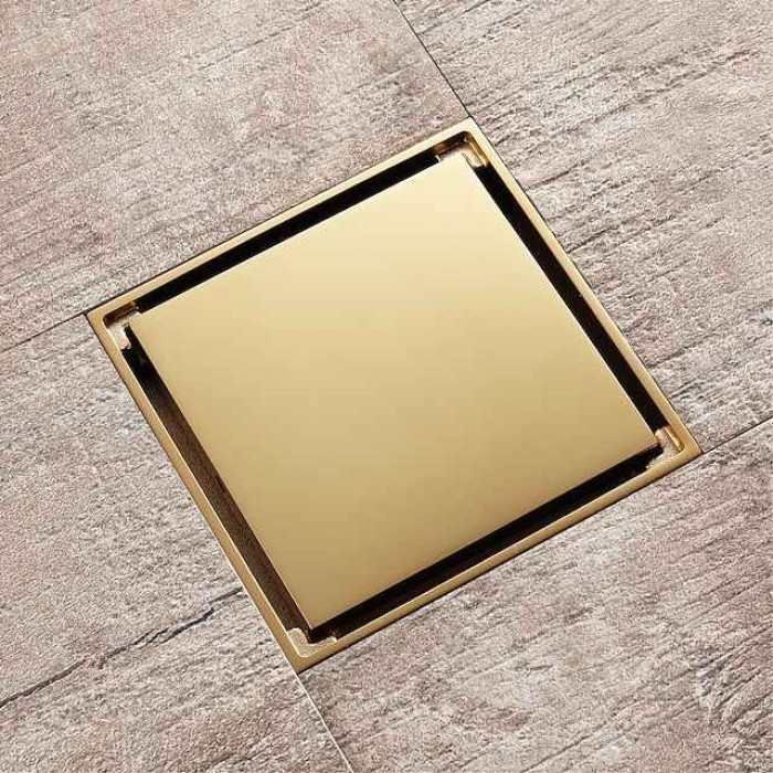 Brass Floor Drain,10cm(4-inch) Tile Insert Square Floor Mounted Floor Register(Black/Brushed/Brushed Gold/ Champagne Gold/Rose Gold Color)