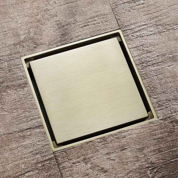 Brass Floor Drain,10cm(4-inch) Tile Insert Square Floor Mounted Floor Register(Black/Brushed/Brushed Gold/ Champagne Gold/Rose Gold Color)