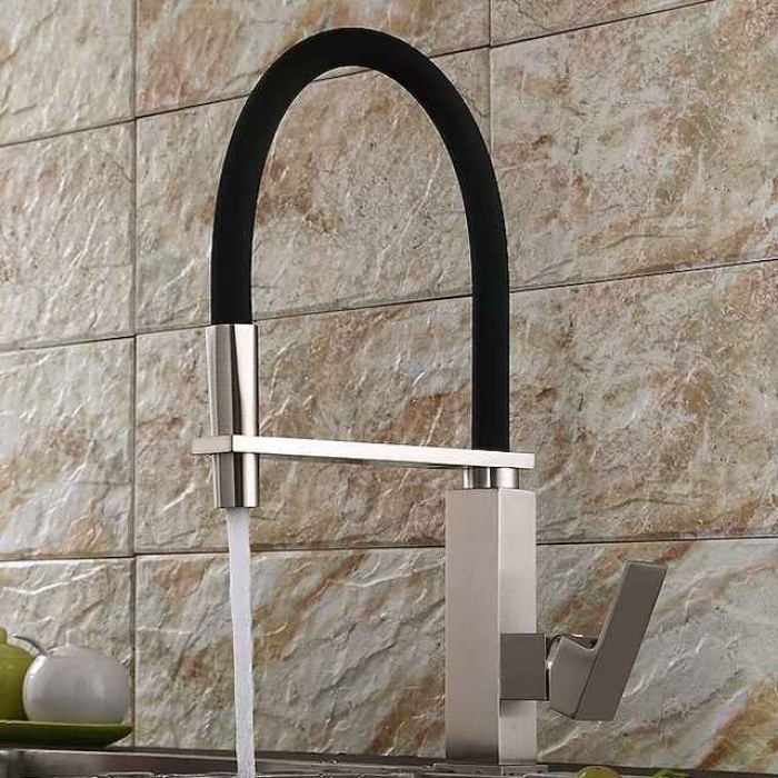 Kitchen Faucet - Single Handle One Hole Electroplated Pull-Out / ­Pull-Down / Tall / ­High Arc Centerset Contemporary Kitchen Taps