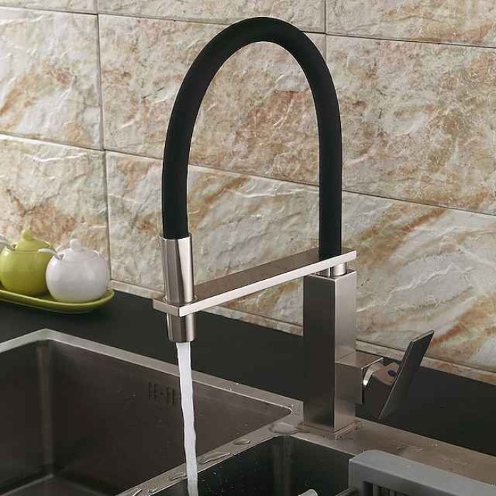 Kitchen Faucet - Single Handle One Hole Electroplated Pull-Out / ­Pull-Down / Tall / ­High Arc Centerset Contemporary Kitchen Taps