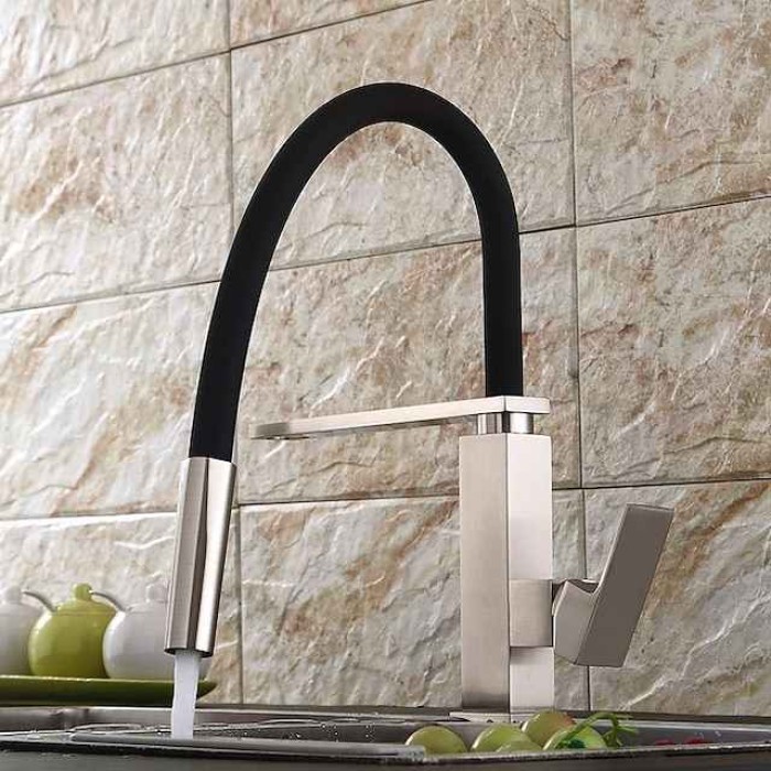 Kitchen Faucet - Single Handle One Hole Electroplated Pull-Out / ­Pull-Down / Tall / ­High Arc Centerset Contemporary Kitchen Taps