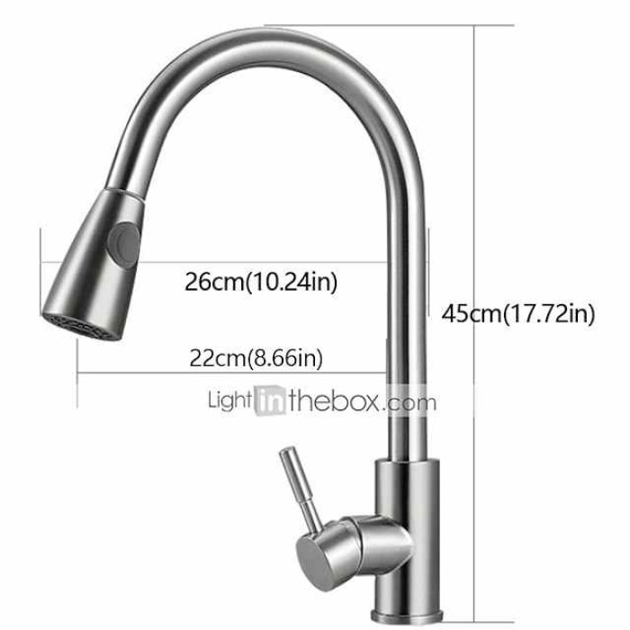 Kitchen Faucet with Pull-out Sprayer,Brushed Nickell Rotatable 304 Stainless Steel High Arc Single Handle One Hole Kitchen Taps